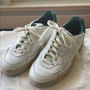 P448 White Sneakers with Green Accents